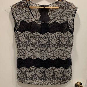 The Limited Black and Gray Lace Blouse
